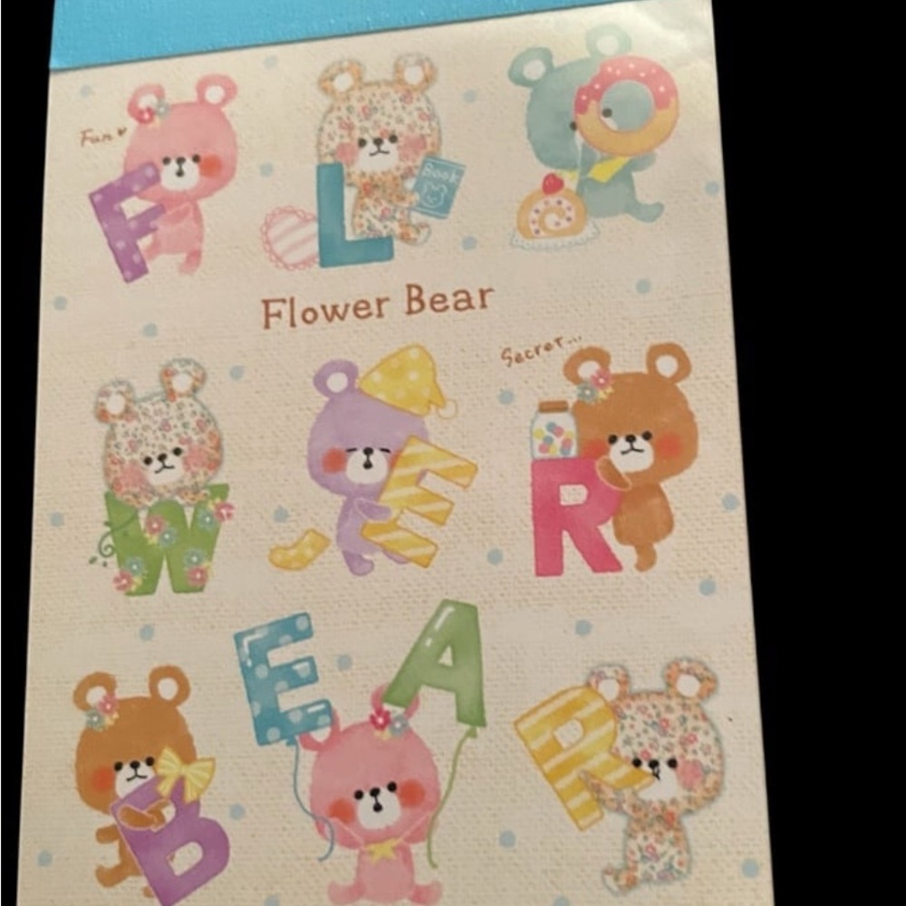 Cute Kawaii Crux Flower Bear Mini Memo Pad